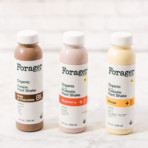 Forager Project Plant Shakes Review and Info - Creamy Protein and Probiotic Smoothies made with whole food ingredients. Dairy-free, gluten-free, soy-free, and vegan. Milk Shake Packaging, Probiotic Packaging, Probiotic Packaging Design, Protein Shake Packaging Design, Probiotic Whey Soda, Protein Shake, Organic Milk Packaging, Plant Based Milk Packaging, Probiotic Smoothie