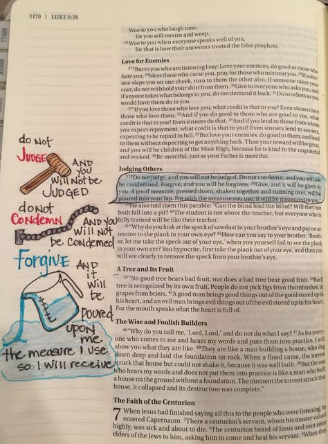 Luke 6:37 Bible Journaling. Forgiveness. Luke 6 Bible Journaling, Luke 5 Bible Journaling, Mark 6 Bible Journaling, Luke 6:37, Luke Bible Study, Luke Bible Journaling, Bible Pic, Bible Marking, Luke Bible