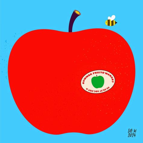 A Giant Apple RED 🍎🍎🍎 Illustration Design & Texture Experimentation Inspired by Artist 🌟 Giacomo Bagnara Apple Design Art, Apple Illustration Design, Giacomo Bagnara, Blue Widget, Apple Illustration, Red Illustration, Blue Apple, Oopsy Daisy, Design Texture