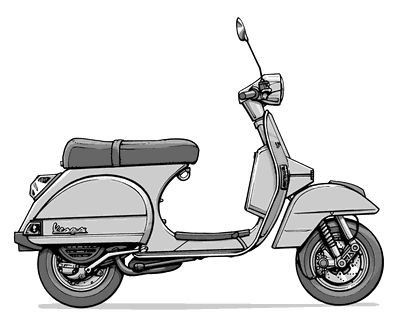 Scooter Tattoo, Vespa Drawing, Vespa Tattoo, Vespa Vector, Vespa P200e, Scooter Drawing, Truk Besar, Vespa 150, Cow Illustration