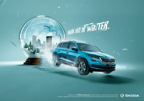 Print advertisement created by The Big Now, Italy for Skoda, within the category: Automotive. Car Print Ads, Car Advertising Design, Winter Car, Ad Car, Ad Of The World, Ads Of The World, Food Graphic Design, Christmas Car, Car Advertising