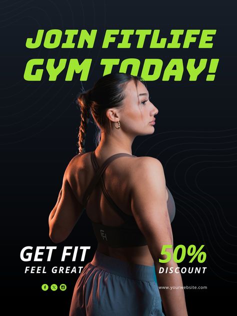 Fitness Gym Membership Offer Poster Template  Visme Gym Ads, Gym Advertising, Business Posters, Offer Poster, Poster Format, Advertisement Poster, Gym Poster, Ad Poster, Business Poster