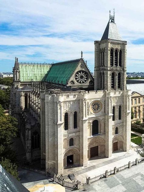 Photo Credit: https://www.exploringart.co/gothic-basilica-of-saint-denis/ Saint Denis Basilica, Saint Denis Cathedral, Basilica Of Saint Denis, Basilica Of St Denis, French Gothic Architecture, French Gothic, North Tower, St Denis, Cathedral Basilica