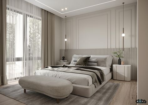 MONO - GUEST BEDROOM :: Behance Cozy Modern Contemporary Bedroom, Masterbedroom Luxe Design, Gebsen Board Design, Contemporary Modern Bedroom Design, Modern Luxury Bedroom Design Master Suite, Modern Luxe Bedroom, Ambient Bedroom, Minimal Modern Bedroom, Modern Guest Bedroom