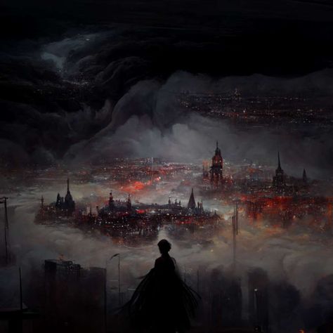 Dark world on Earth 2055 Dark World Art, Dark Fantasy Inspiration, Dark Earth Aesthetic, Otherworldly Aesthetic Dark, Dark World Aesthetic, Dark Fantasy City, Dark Fantasy World Landscapes, Short Wallpaper, Dark Fantasy Landscape