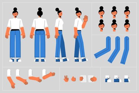 Free vector flat design character animat... | Free Vector #Freepik #freevector #animation-frames #animation-sprite #sprite-sheets #sprites Animation Frames, Character Flat Design, 2d Character Animation, Vector Illustration Character, Vector Animation, Vector Character Design, Simple Character, Flat Design Illustration, Character Animation