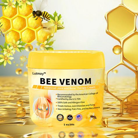 Lotmay™ Bee Venom Advanced Joint and Bone Therapy Cream Bee Venom Therapy, Bone Healing, Arthritic Pain, Bee Venom, Nice Cream, Bone Health, Pain Free, Reduce Inflammation, Herbal Remedies