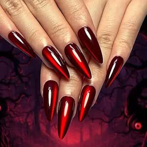 Red Cat Eye Nails, Cat Eye Nails Design, Red Cat Eye, Press On Nails Long, Long Stiletto Nails, Halloween Press On Nails, Temu App, Eye Nails, Nails For Women