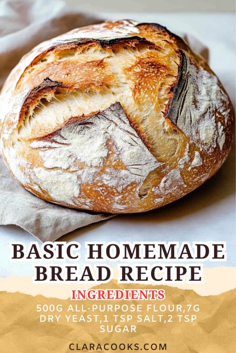 Basic Homemade Bread Recipe Foolproof Bread Recipe, Bread Recipe For Beginners, Homemade Sourdough Bread Recipes, Baking Bread At Home, Bread Italian, Basic Bread Recipe, Beginners Bread Recipe, Easy Sourdough Bread Recipe, Crusty Rolls