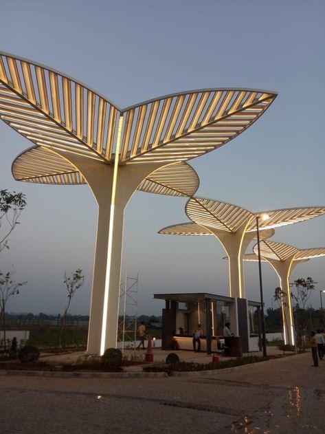 Leaf Sculpture, Leaf Structure, Entrance Gates Design, Urban Development, House Arch Design, Building Roof, Canopy Design, Landscape Architecture Design, Urban Furniture