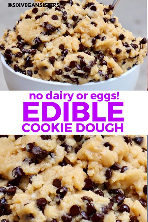 Vegan Edible Cookie Dough, Dairy Free Cookie Dough, Vegan Cookie Dough Recipe, Edible Chocolate Chip Cookie Dough, Edible Cookie Dough Recipe, Dessert Recipes Cookies, Cookie Dough Recipe, Vegan Cookie, Dairy Free Cookies