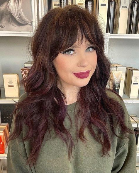 Swoopy Bangs Medium, Feathered Layers With Bangs, Feathered Fringe Bangs, Layered With Bangs Long Hair, Wolfcut Women Long Hair, Long Hair With Short Layers And Bangs, Hairstyles For Long Hair With Bangs Updo, Swoopy Bangs Long Hair, Long Layers With Fringe Bangs