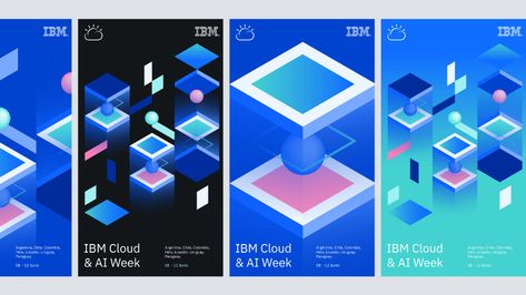 IBM Cloud AI Week on Behance Ibm Design, Proposal Design, Event Branding, Cover Art Design, Clouds Design, Display Ads, Project Photo, Post Design, Identity Design