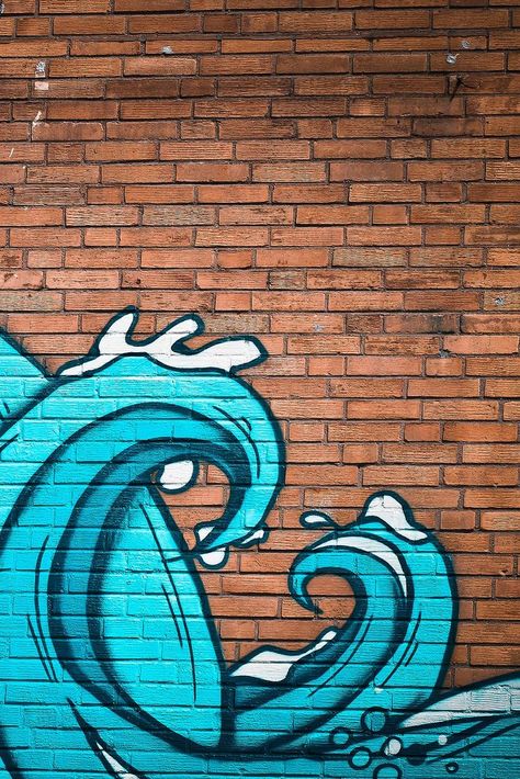 Painted Brick Wall, Bathroom Graffiti, Bathroom Artwork, Wall Painting Art, Wall Murals Painted, Graffiti Murals, Graffiti Painting, Exposed Brick Walls, Painted Brick