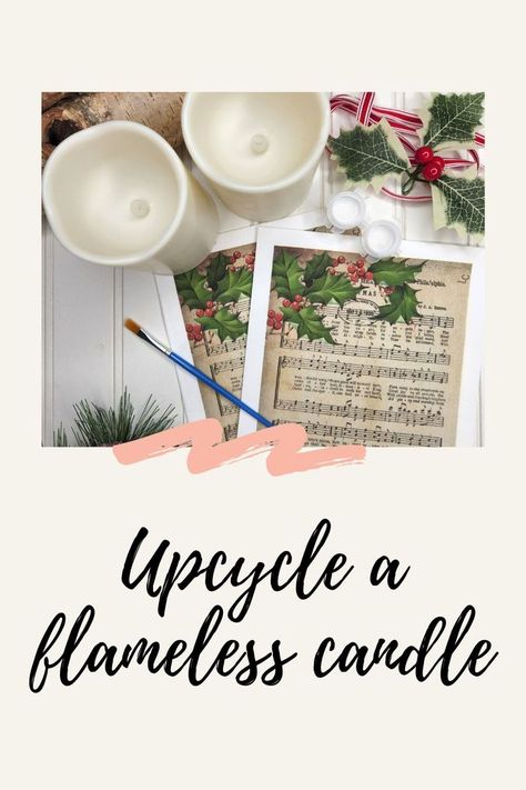 Diy Flameless Candles, Flameless Candles Decorating Ideas, Decoupage Candle Holder, Tissue Paper Candles, Candle Decoupage, Basic Crafts, Decoupage Candles, Candle Tutorial, Decoupage Tutorial