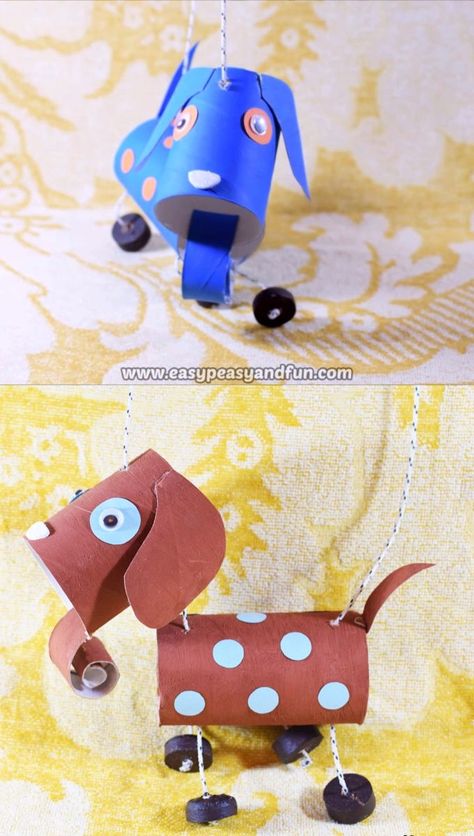 Recycled Crafts Kids, Marionette Puppet, Puppet Crafts, Paper Roll Crafts, Crafts For Kids To Make, Childrens Crafts, Recycled Crafts, Animal Crafts, Toddler Crafts