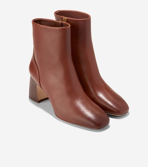 Women's Guiliana Ankle Booties in Medium Brown | Cole Haan Girls Couture, Hey Girl, Medium Brown, Cole Haan, Ankle Booties, Bootie, Side Zip, Block Heels, Dark Brown