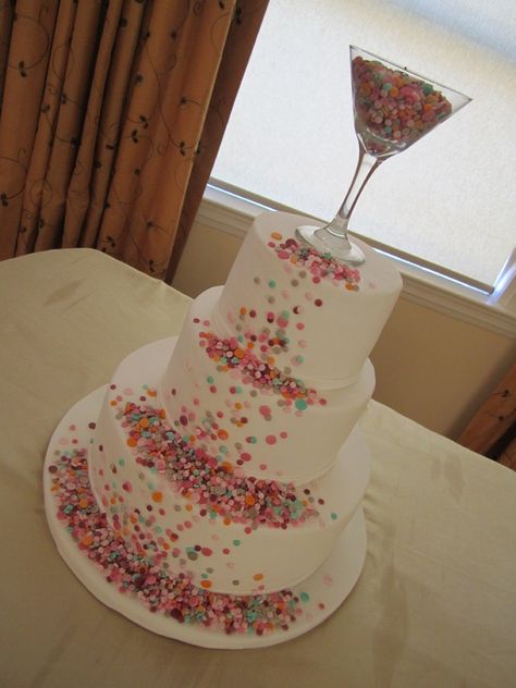 Confetti cake 40th Birthday Cake, 40th Cake, Striped Cake, Round Wedding Cakes, 21st Cake, Rainbow Confetti, 21st Birthday Cakes, Confetti Wedding, Confetti Cake