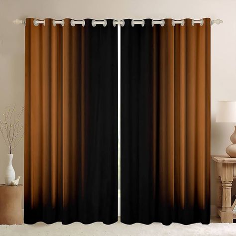 Amazon.com: Feelyou Abstract Ombre Window Curtains for Bedroom Living Room Kids Teens Brown and Black Decor Window Drapes Treatments 42W X 63L,2 Panels : Home & Kitchen Burnt Orange Curtains Living Rooms, Brown And Black Living Room Decor, Copper Living Room Decor, Fall Curtains Living Rooms, Black Curtains Living Room Ideas, Copper Bedroom Decor, Copper Decor Living Room, Orange Curtains Living Room, Black And Brown Living Room