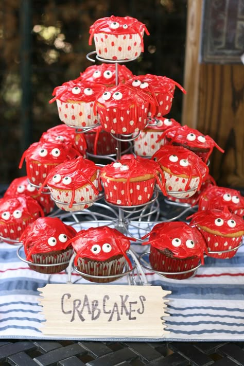 crab feed themes | Crab cakes" for Reed's first birthday | Party Ideas Crab Feast Party, Seafood Boil Party Decorations, Shrimp Boil Party, Low Country Boil Party, Crab Boil Party, Crab Feed, Seafood Broil, Lobster Party, Crab Party