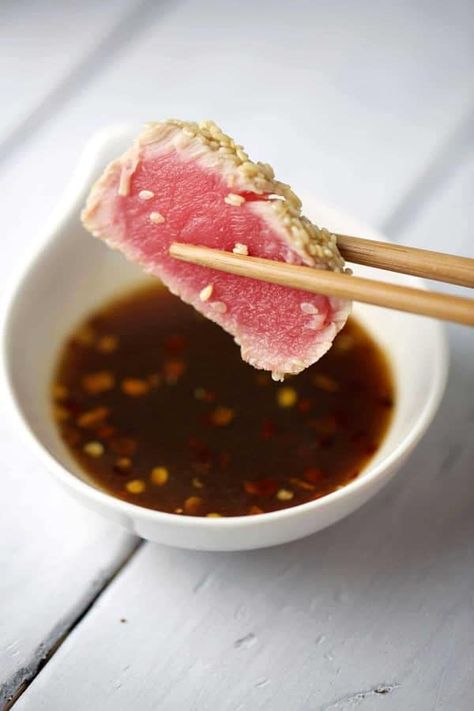 Ahi Tuna Dipping Sauce, Tuna Dipping Sauce, Ahi Tuna Sauce, Seared Ahi Tuna Recipe, Ahi Tuna Steak Recipe, Ahi Tuna Recipe, Grilled Tuna Steaks, Ahi Tuna Steak, Tuna Steak Recipes