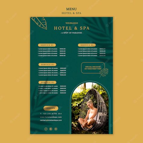 Premium PSD | Luxury vacation rentalmenu template design Spa Menu Design, Menu Spa, Spa Menu, Corkboard Ideas Decor, Holiday Banner, Discount Banner, Spa Design, Menu Ideas, Travel Instagram