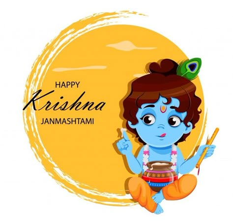 Happy krishna janmashtami. little lord k... | Premium Vector #Freepik #vector #card #cartoon #happy #indian Janmashtami Wallpapers, Janmashtami Images, Krishna Lord, School Post, Happy Krishna Janmashtami, Mother Earth Art, Mohit Kumar, Happy Krishna, Cake Sticker