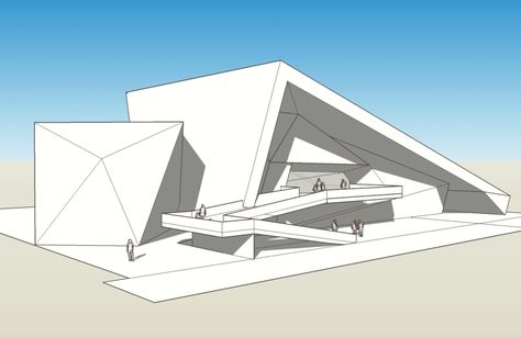 Pyramid Architecture Design, Triangles In Architecture, Triangle Architecture Concept, Museum Architecture Concept Ideas, Triangular Building, Triangular Architecture, Triangle Building, Angular Architecture, Models Architecture