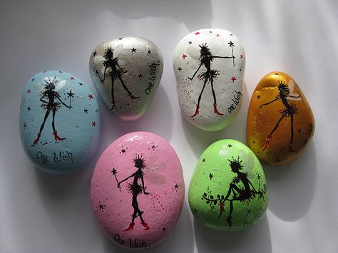 one wish fairy stones | commisions for a special fairy shop … | Flickr Caillou Roche, Fairy Stones, Rock And Pebbles, Rock Decor, Paint Rock, Pet Rocks, One Wish, Rock Painting Designs, Painting Designs