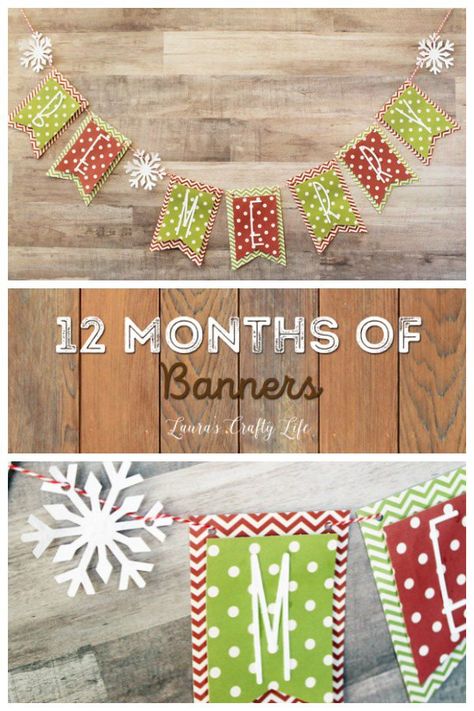 December Be Merry Banner - Laura's Crafty Life Christmas Bunting Diy, Christmas Banner Diy, Cricut Banner, Pendant Banner, Pattern Board, Family Holiday Cards, Banner Ideas, Holiday Banner, Christmas Banner