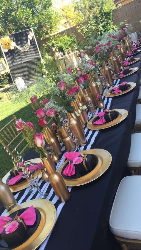 Kate Spade Party, Kate Spade Bridal Shower, Kate Spade Bridal, Tafel Decor, Bridal Shower Flowers, 60th Birthday Party, Table Set Up, Retirement Party, 50th Birthday Party