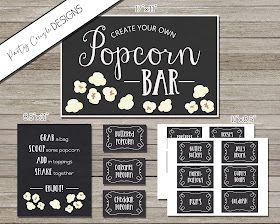 Homemaking Fun: Popcorn Bar Popcorn Bar Ideas, Candy Bar Awards, Popcorn Bar Sign, Fun Popcorn, Kids Graduation, Popcorn Bar, Kids Art Class, Fun Snacks For Kids, Tent Cards