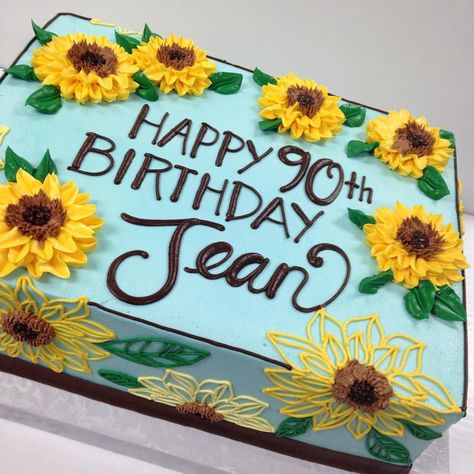 3,038 Likes, 22 Comments - The White Flower Cake Shoppe (@whiteflowercakeshoppe) on Instagram: “Good morning! How about a #buttercream sunflower  cake to start your day. #clecakes…” Buttercream Sunflower, Sunflower Birthday Cakes, White Flower Cake, White Flower Cake Shoppe, Sunflower Birthday Parties, Sunflower Cake, Sheet Cake Designs, Birthday Sheet Cakes, Sunflower Party