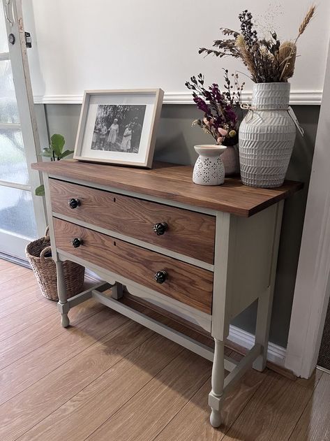 Dresser Entry Table, Entryway Table Refurbished, Refinished Entry Table, Entry Table Refurbished, Refurbished Console Table, Refinished Coffee Table Ideas, Entry Table Makeover, Painted Entry Table, Wood Coffee Table Makeover