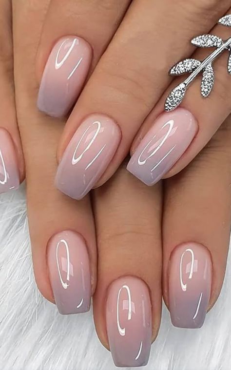 Short Nail Ombre, Light Nails Design, Gray And Pink Nails, Baby Boomer Nails Color, Elegant Gel Nails, Baseball Nail Designs, Ombre Gel Nails, Elegant Touch Nails, Pink Ombre Nails