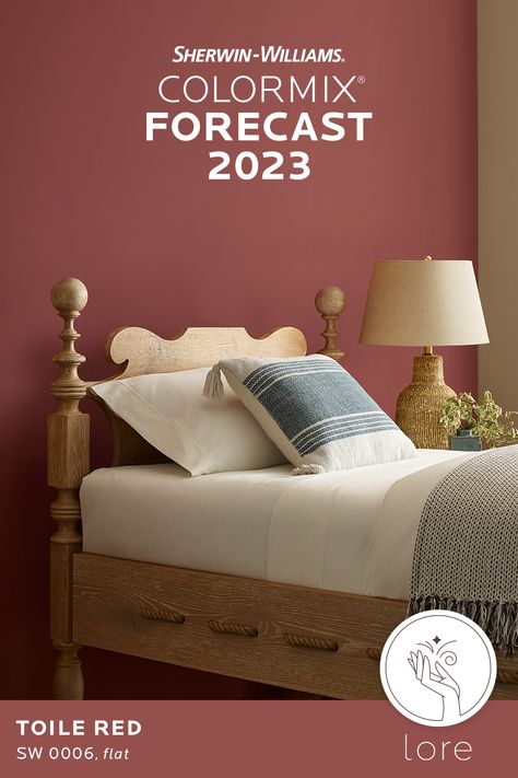 The Lore trend palette from the Sherwin-Williams 2023 Colormix® Forecast tells a story of time-honored traditions and passionate self-expression. Explore this inventive tapestry of deep darks, jolts of fiery yellow and orange, and an airy element of pretty pastel shades. #SWColormix #sherwinwilliams #sherwinwilliamspaint #interiordesigner #colorinspiration #paint #paintcolors #paintpalettes #colorpalettes #designinspiration #moderninteriors #moderndesign #interiordesign Popular Interior Paint Colors, Orange Paint Colors, Brown Paint Colors, Red Paint Colors, Yellow Paint Colors, Paint Trends, Trending Paint Colors, Sherwin Williams Colors, Sherwin Williams Paint Colors