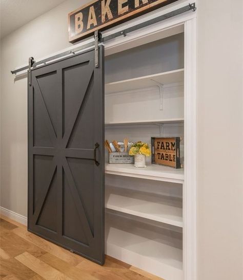 Gadroad Kitchen Pantry Cabinet, Storage Cabinet with Doors and Shelves for Kitchen, Living Room and Dinning Room, Red Built In Pantry Cabinet Wall, Barn Door Kitchen, Barn Door Pantry, Pantry Inspiration, Built In Pantry, Pantry Remodel, Pantry Wall, Kabinet Dapur, Small Pantry