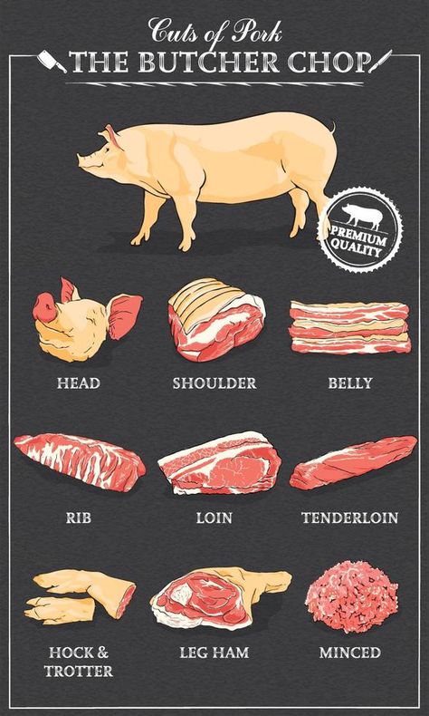 Cuts of pork diagram part of pork cut of meat set. Poster Butcher diagram vintage typographic handdrawn Vector illustration on black Pork Cuts Of Meat, Pork Cuts Diagram, Meat Cuts Poster, Pork Parts, Butcher Diagram, Meat Butcher, Raw Pork, Butcher's Cut, Black Illustration