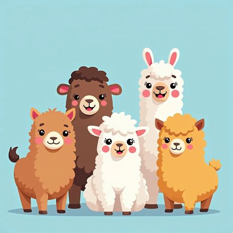 Llama Alpaca, Shapes And Colors, Black Forest, Simple Lines, Different Shapes, Blue Backgrounds, Llama, Cartoon Characters, Alpaca