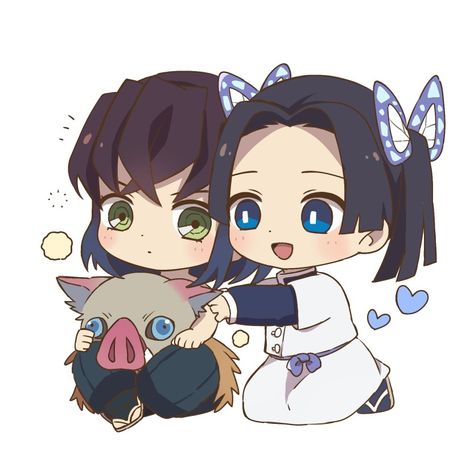 Inosuke Hashibira • Aoi • Demon Slayer • Kimetsu no Yaiba Chibi Couple, Cute Eyes Drawing, Anime Butterfly, Evil Anime, Demon King Anime, Chibi Characters, Demon Slayer Kimetsu No Yaiba, Chibi Drawings, Cute Little Drawings