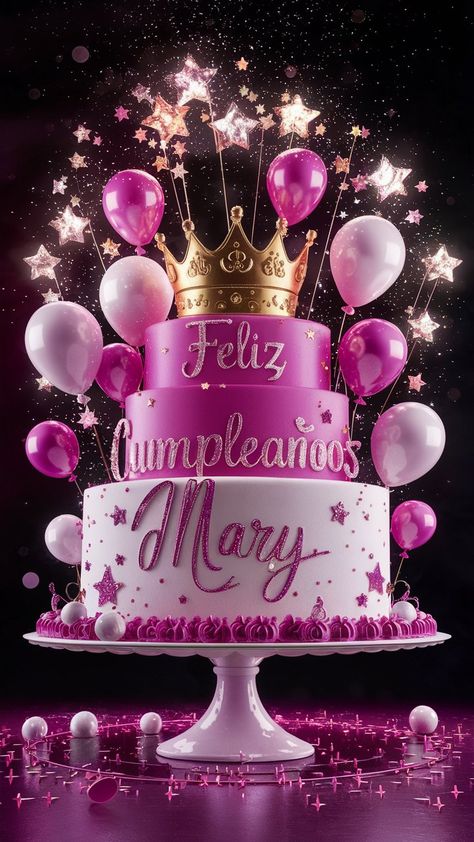 Happy Birthday Princess Cake, Happy Birthday Mary, Colorful Birthday Cake, Golden Princess, Product Poster, Script Letters, Happy Birthday Princess, Cursive Script, Colorful Birthday