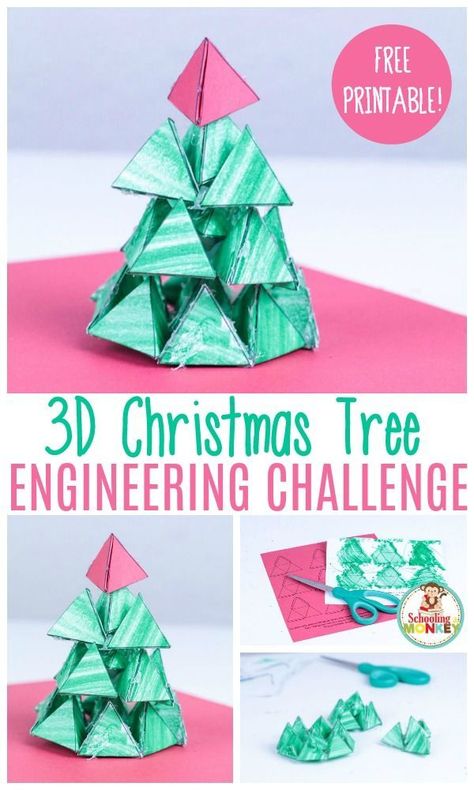 Can you make a Christmas tree from 3D paper triangles? It's a problem in paper Christmas tree engineering! A fun Christmas STEM activity for kids! Stem Activity For Kids, Christmas Stem Activities, Holiday Stem, Tree Stem, Stem Classes, Christmas Science, Christmas Stem, Engineering Challenge, Kids Thanksgiving