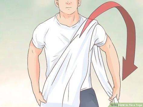 4 Ways to Tie a Toga - wikiHow Julius Ceaser Costume, How To Tie A Toga, Mens Toga Costume, Costume Halloween Homme, How To Make A Toga, Toga Costume Diy, Toga Party Costume, Diy Toga, Zeus Costume