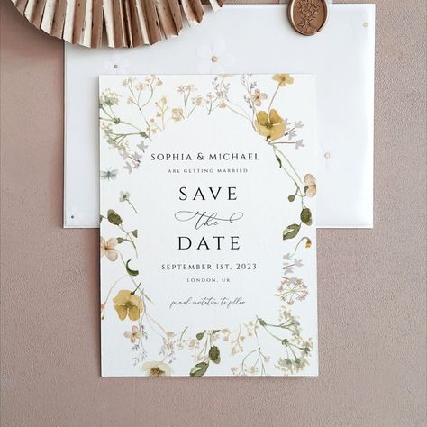 Wildflower Save The Date, Save The Date Invite, Wildflower Wedding Theme, Wedding Planner App, Floral Save The Dates, Wedding Proposals, Save The Date Templates, Save The Date Card, Wildflower Wedding