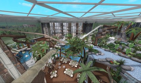 #bloxburg #bloxburgwaterpark #bloxburgsummer Bloxburg Indoor Waterpark, Waterpark Bloxburg Layout, Water Park Ideas Bloxburg, Bloxburg House On Water, Bloxburg Holiday Resort, Bloxburg Beach Resort Ideas, Bloxburg Trophies, Beach Resort Bloxburg, Bloxburg Indoor Pool Ideas