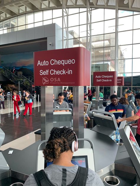 Auto check-in kiosks are the main way to check-in when traveling out of Juan Santamaria Airport, San Jose, #costarica #airport #kiosk #travel Airport Kiosk, Check In Kiosk, Airport Check In, Soap Packaging Design, Eva Air, In Airport, Costa Rica Travel, Soap Packaging, Travel Info