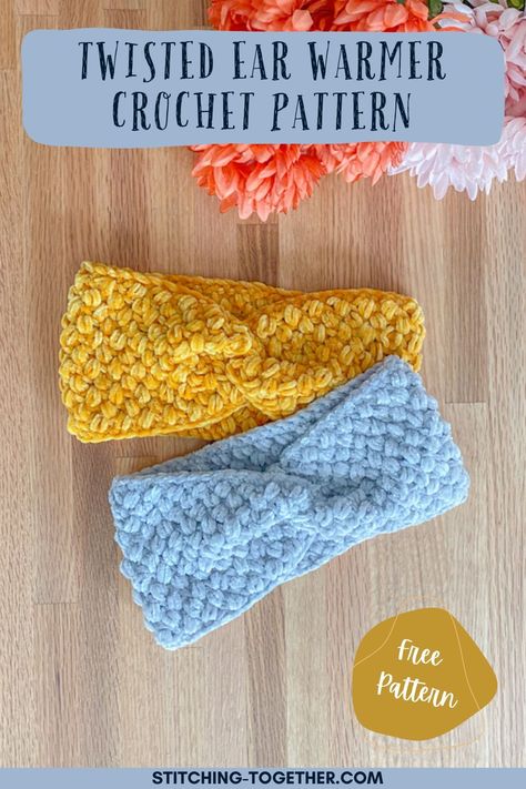 Twisted Ear Warmer Crochet Twist Ear Warmer Crochet Pattern, Quick Crochet Headband Free Pattern, Crocheted Headbands Ear Warmer, Free Crochet Pattern For Ear Warmers, Crochet Ear Warmer Pattern Free, Ear Warmer Crochet Pattern Free, Crochet Winter Headband, Crochet Ear Warmer Free Pattern, Easy Crochet Headband