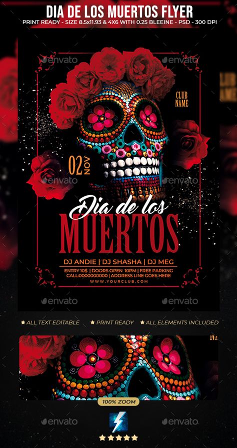 Dia De Los Muertos Flyer Happy Halloween Font, Mexican Graphic Design, Halloween Fonts Alphabet, Flyer Dj, Dia De Los Muertos Decorations Ideas, Halloween Chalkboard, Halloween Logo, Handwriting Logo, Business Advertisement