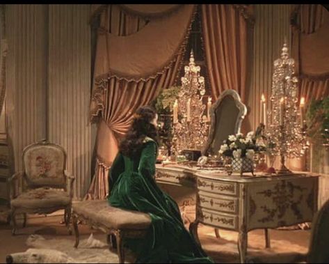 Scarlett Ohara Aesthetic, Gone With The Wind Aesthetic, Cinematic Interior, Giselle Aesthetic, Miniature Dress, Victorian Romance, Velvet Drapes, Movie Aesthetic, Vivien Leigh