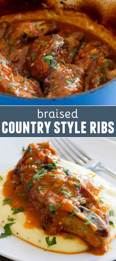 Country Style Ribs Recipe, Country Ribs Recipe, Country Pork Ribs, Braised Pork Ribs, Country Style Pork Ribs, Country Style Ribs, Comforting Dinner, Iron Recipes, Diy Easy Recipes